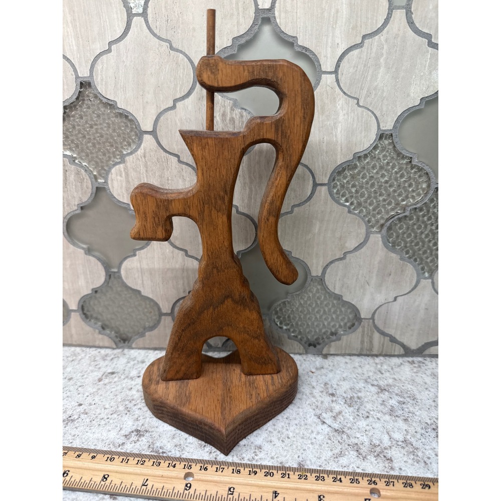 Vintage Handcrafted Wooden Water Pump Sculpture Heart Base Farmhouse Decor 10in